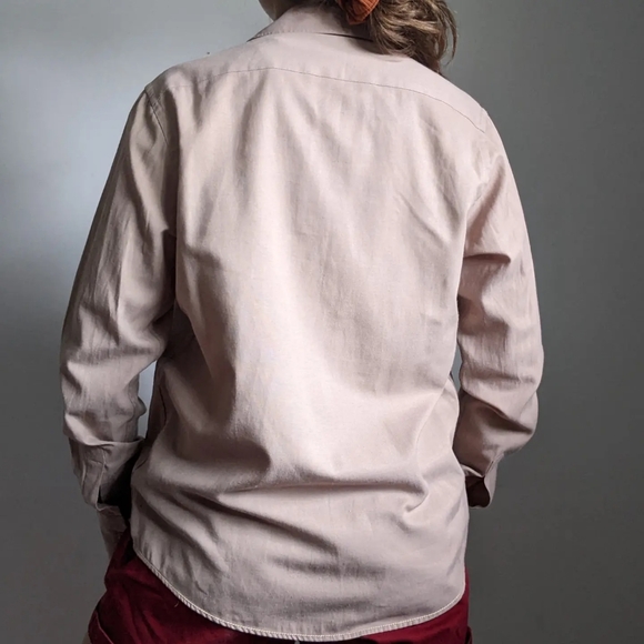 Sturdy cotton button front shirt in camel - Picture 5 of 5